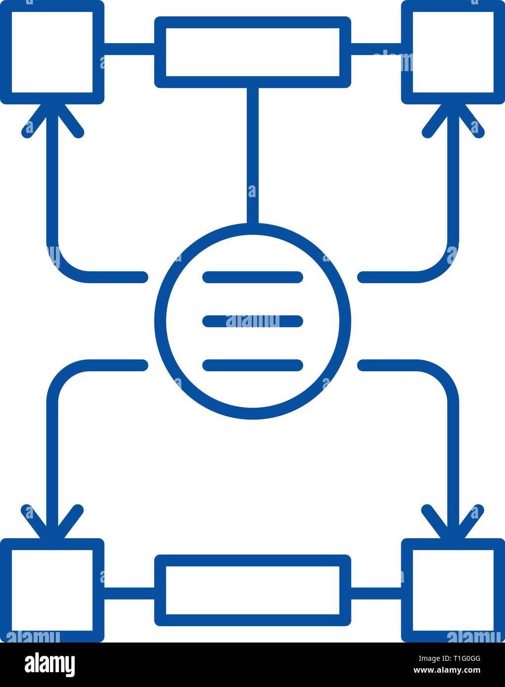 L'icône de la ligne des décisions de l'algorithme concept. Les décisions de l'algorithme à vecteur de télévision symbole, signe, contours illustration. Illustration de Vecteur