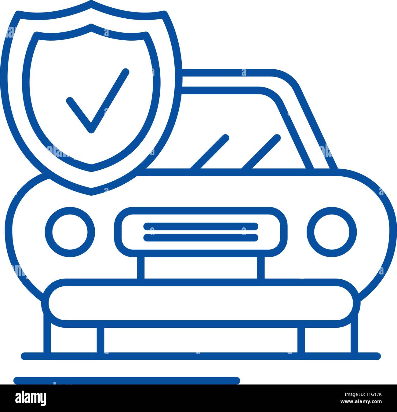 L'icône de la ligne d'assurance auto concept. Assurance Auto télévision, signe, symbole vecteur illustration contour. Illustration de Vecteur