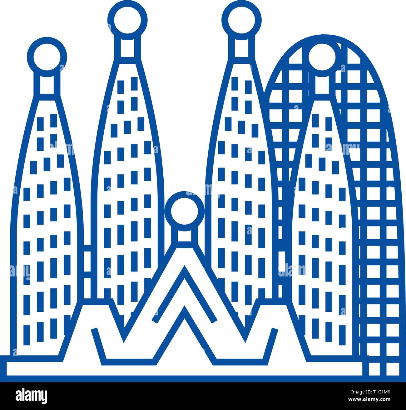 Barcelone sagrada familia,icône ligne concept. Barcelone sagrada familia,télévision, signe, symbole vecteur illustration contour. Illustration de Vecteur