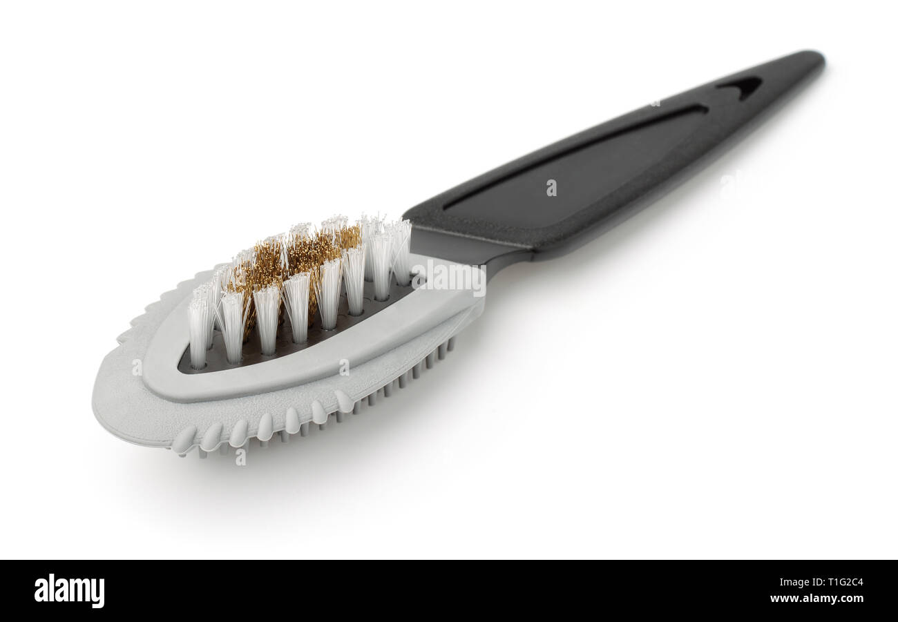 Velours et nubuck cleaner brush isolated on white Banque D'Images