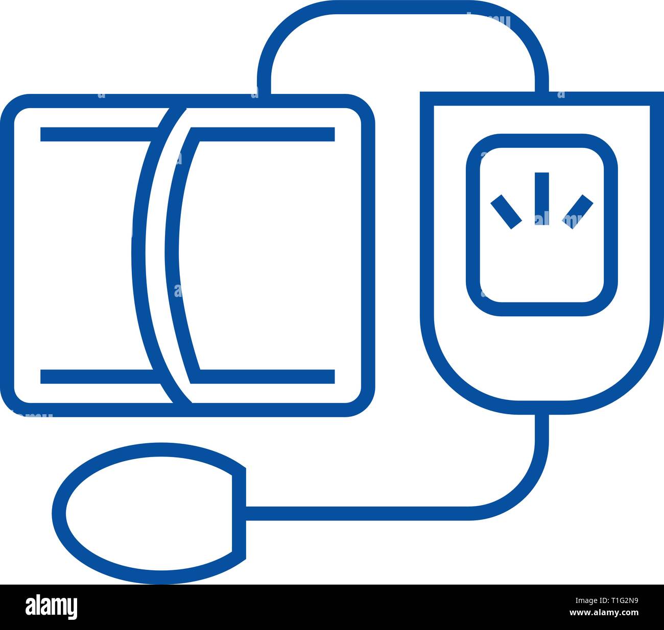 Manomètre de pression artérielle, l'icône de la ligne de mesure concept. Manomètre de pression artérielle mesure,télévision, signe, symbole vecteur illustration contour. Illustration de Vecteur