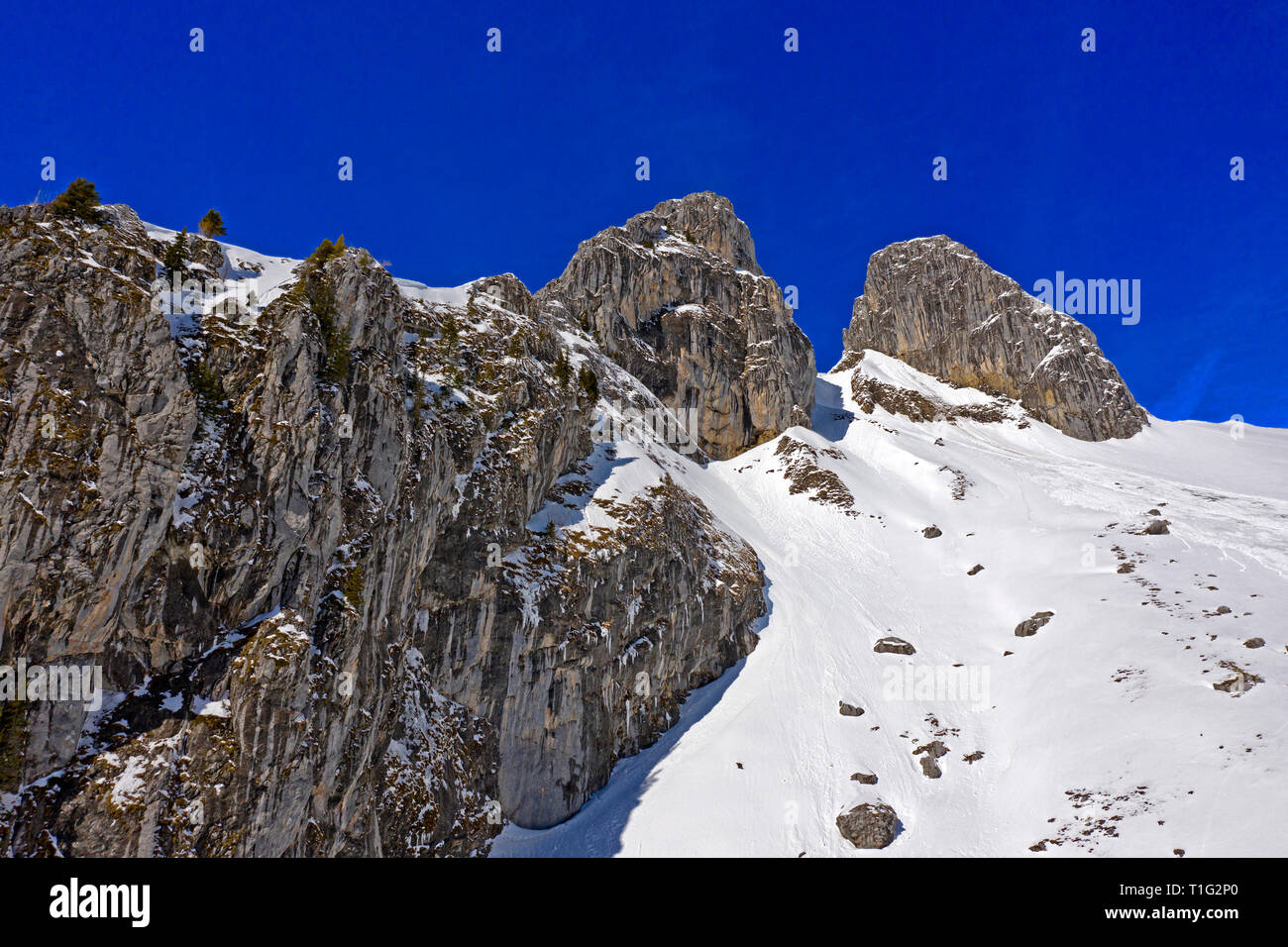 Peaks Les Jumelles, jumeaux, vue aérienne, Taney, Vouvry, Valais, Suisse Banque D'Images