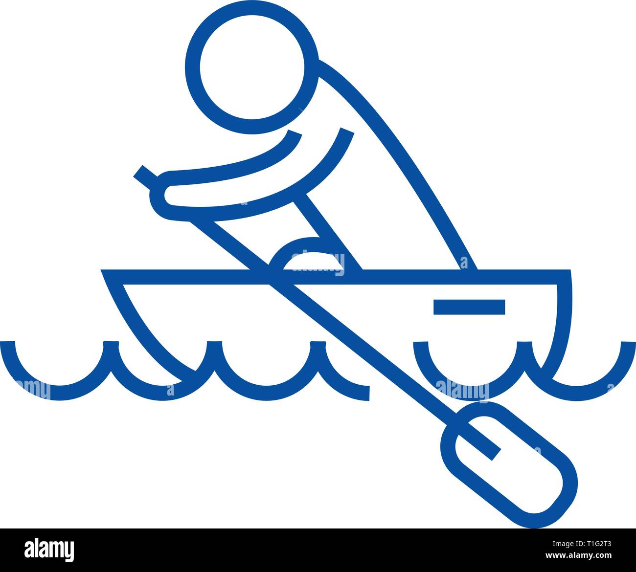 Course de bateaux, kayaks, l'icône de la ligne de course d'aviron de concept. Boat Race Course d'aviron, kayak, télévision, signe, symbole vecteur illustration contour. Illustration de Vecteur
