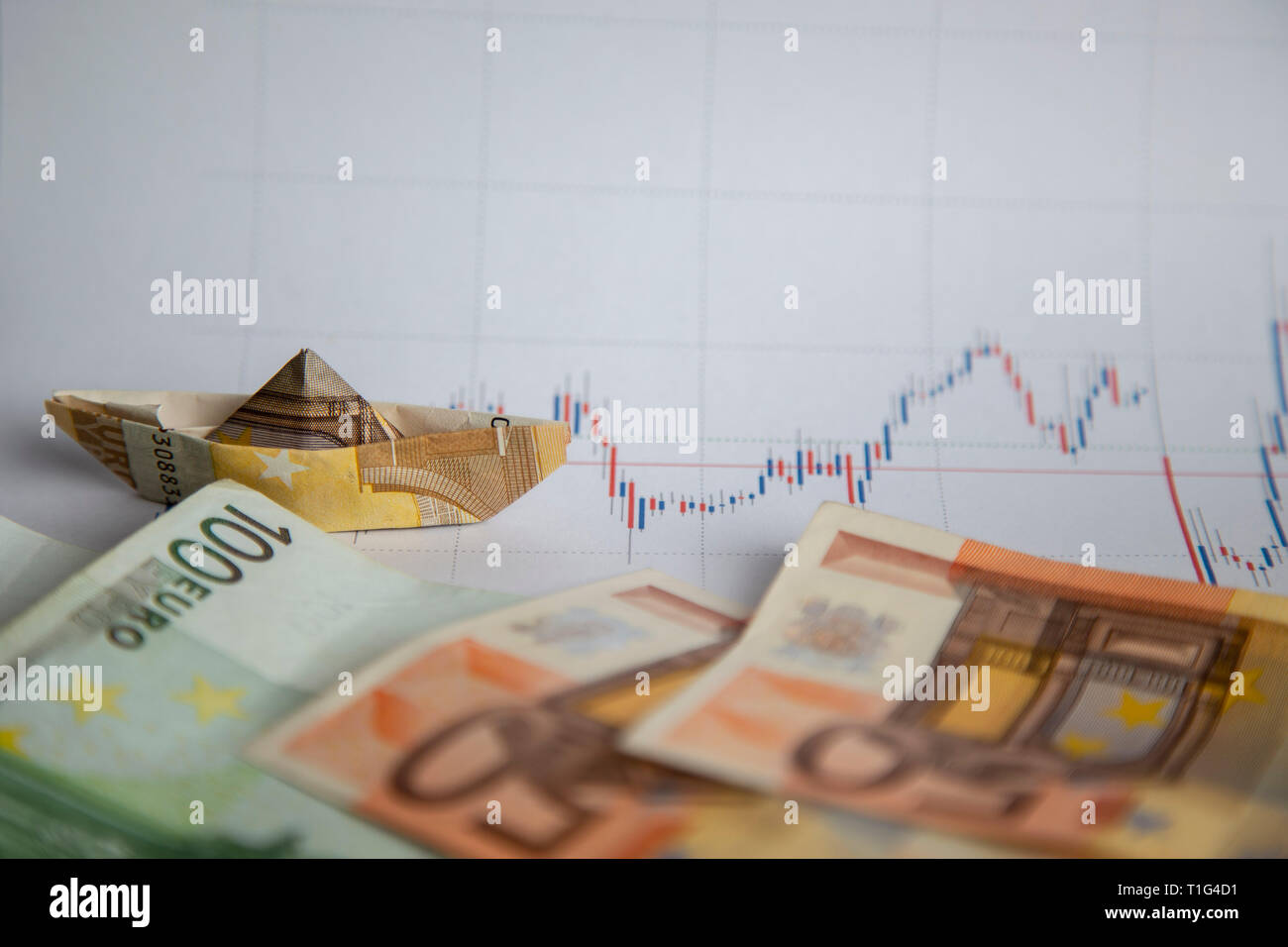 Navigation avec d'euros dans les marchés boursiers Banque D'Images