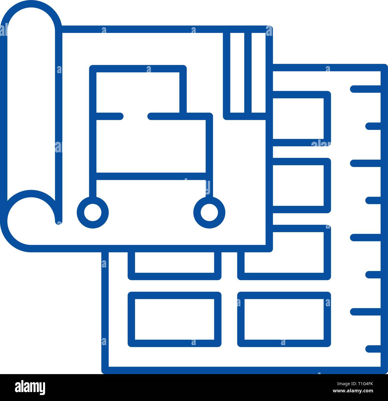 L'icône de la ligne du projet d'entreprise concept. Projet d'entreprise, symbole vecteur télévision signe, contours illustration. Illustration de Vecteur
