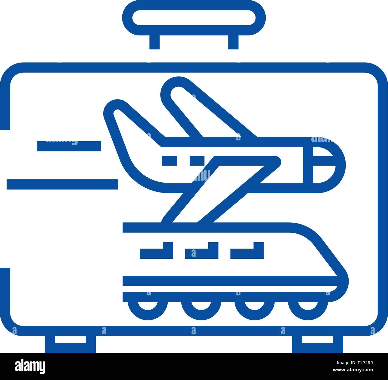 L'icône de la ligne de déplacement d'entreprise concept. Voyage d'affaires télévision, signe, symbole vecteur illustration contour. Illustration de Vecteur