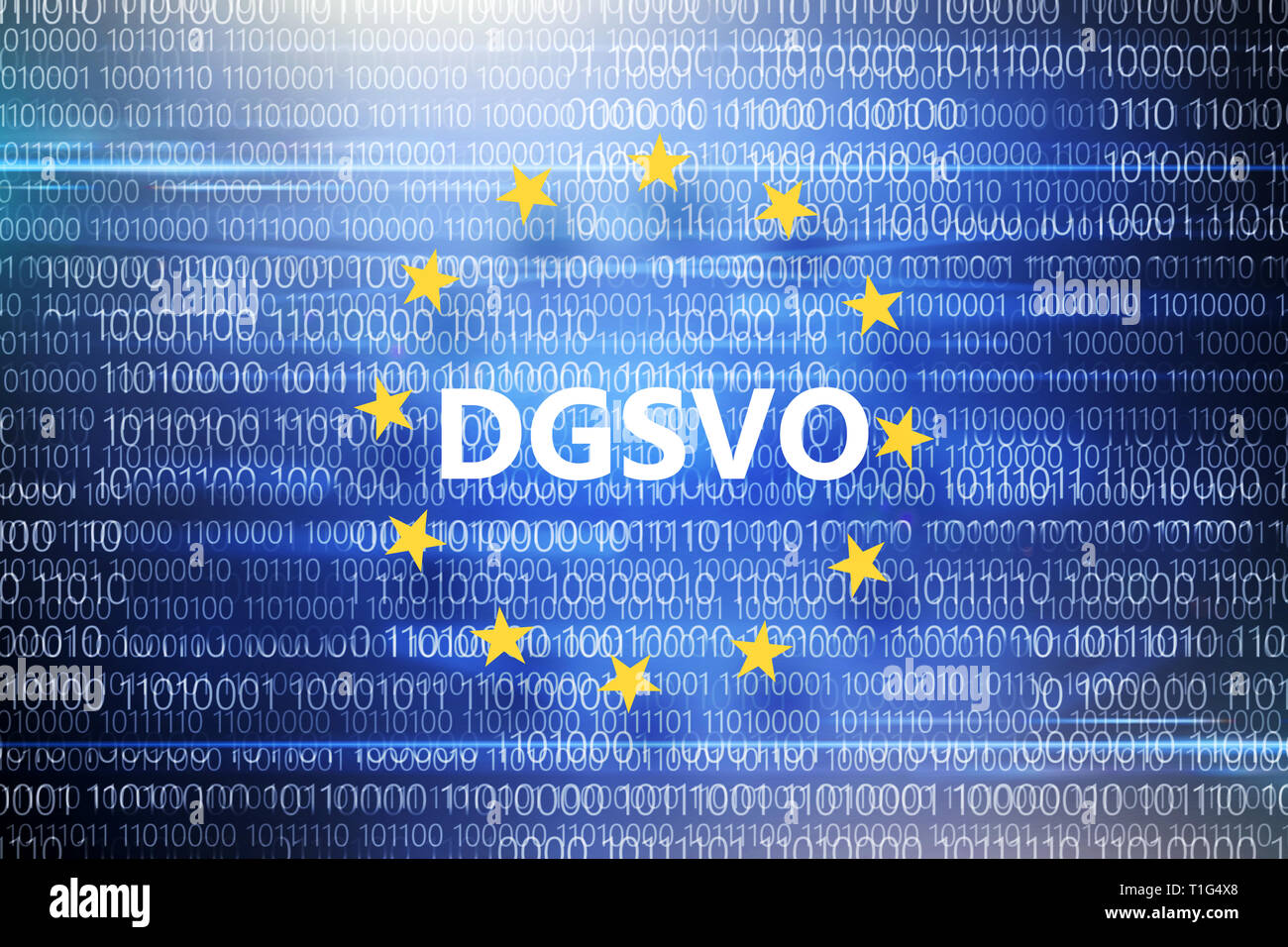 Règlement général sur la protection des données. Inscription sur arrière-plan avec un code binaire Banque D'Images