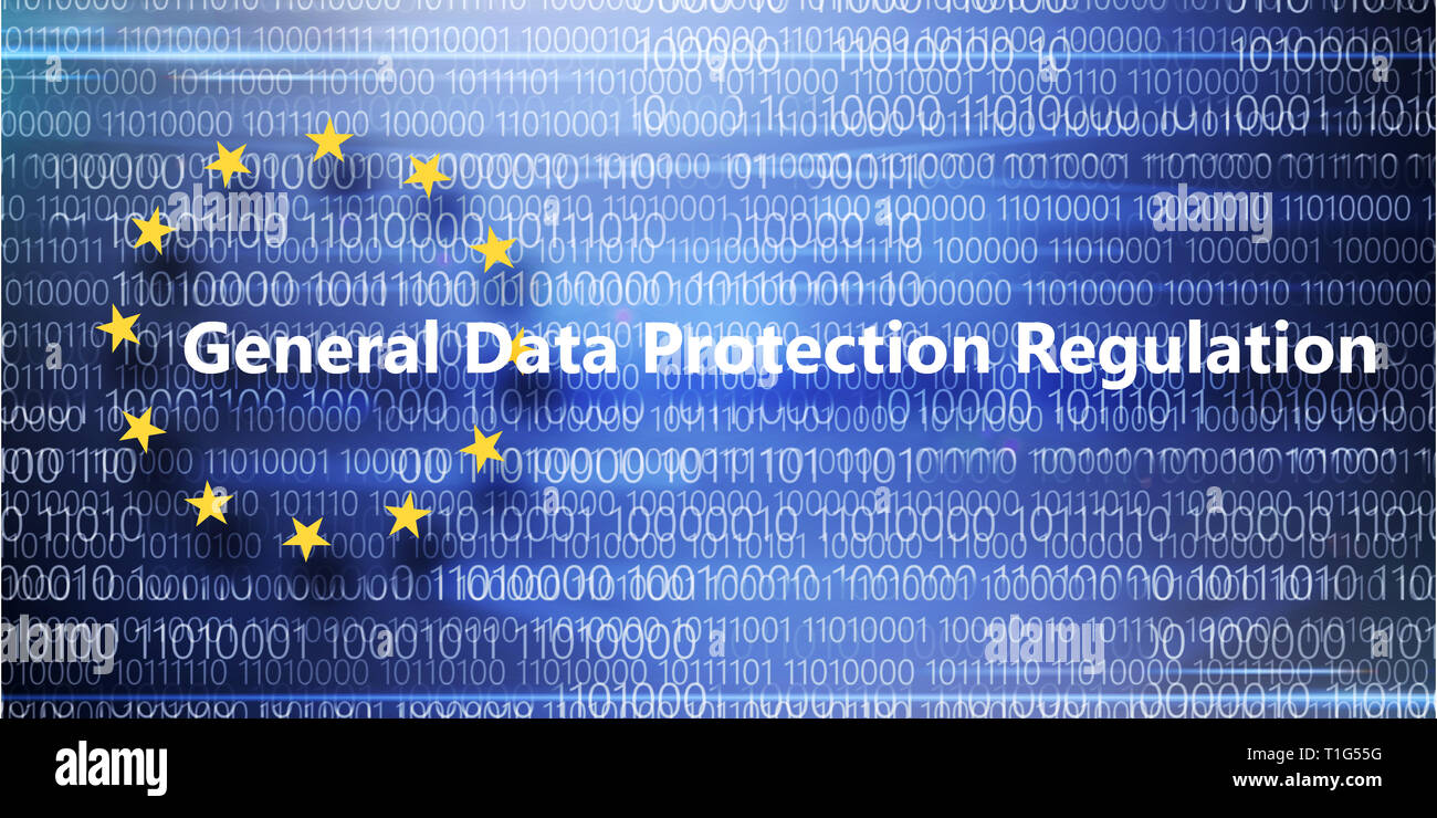 Réglementation générale en matière de protection des données à caractère personnel sur l'arrière-plan avec un code binaire Banque D'Images