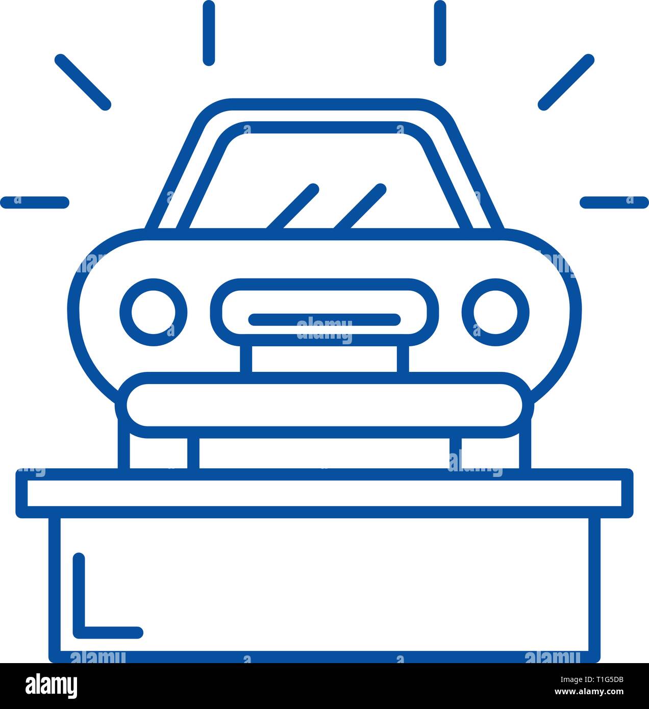 L'icône de la ligne d'exposition de voiture concept. Car Showroom télévision vector symbole, signe, contours illustration. Illustration de Vecteur