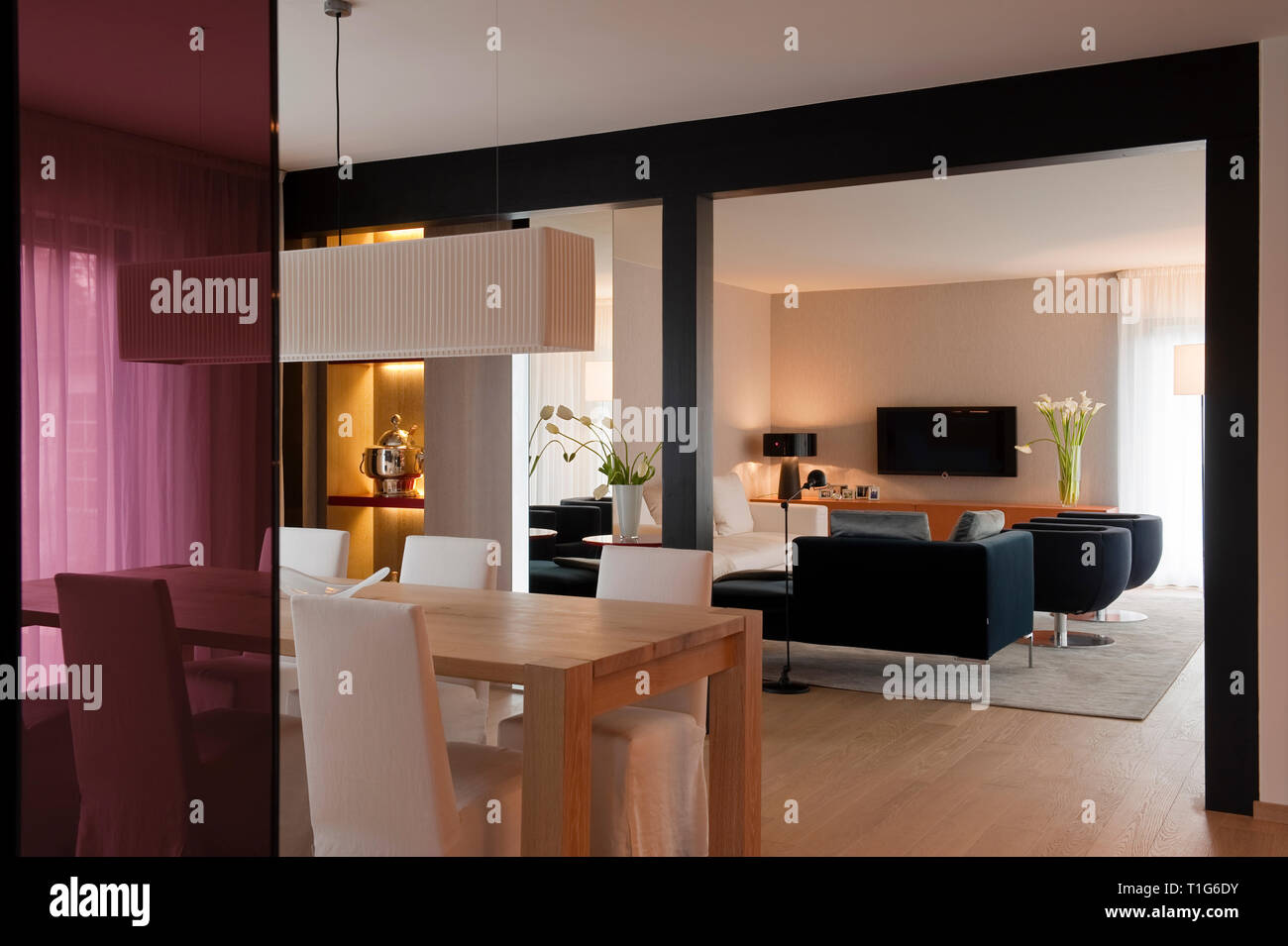 Salle à manger et salon moderne Banque D'Images