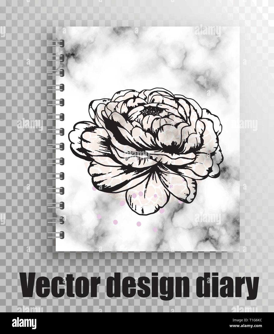 Design élégant pour agendas et carnets de pivoine Illustration de Vecteur