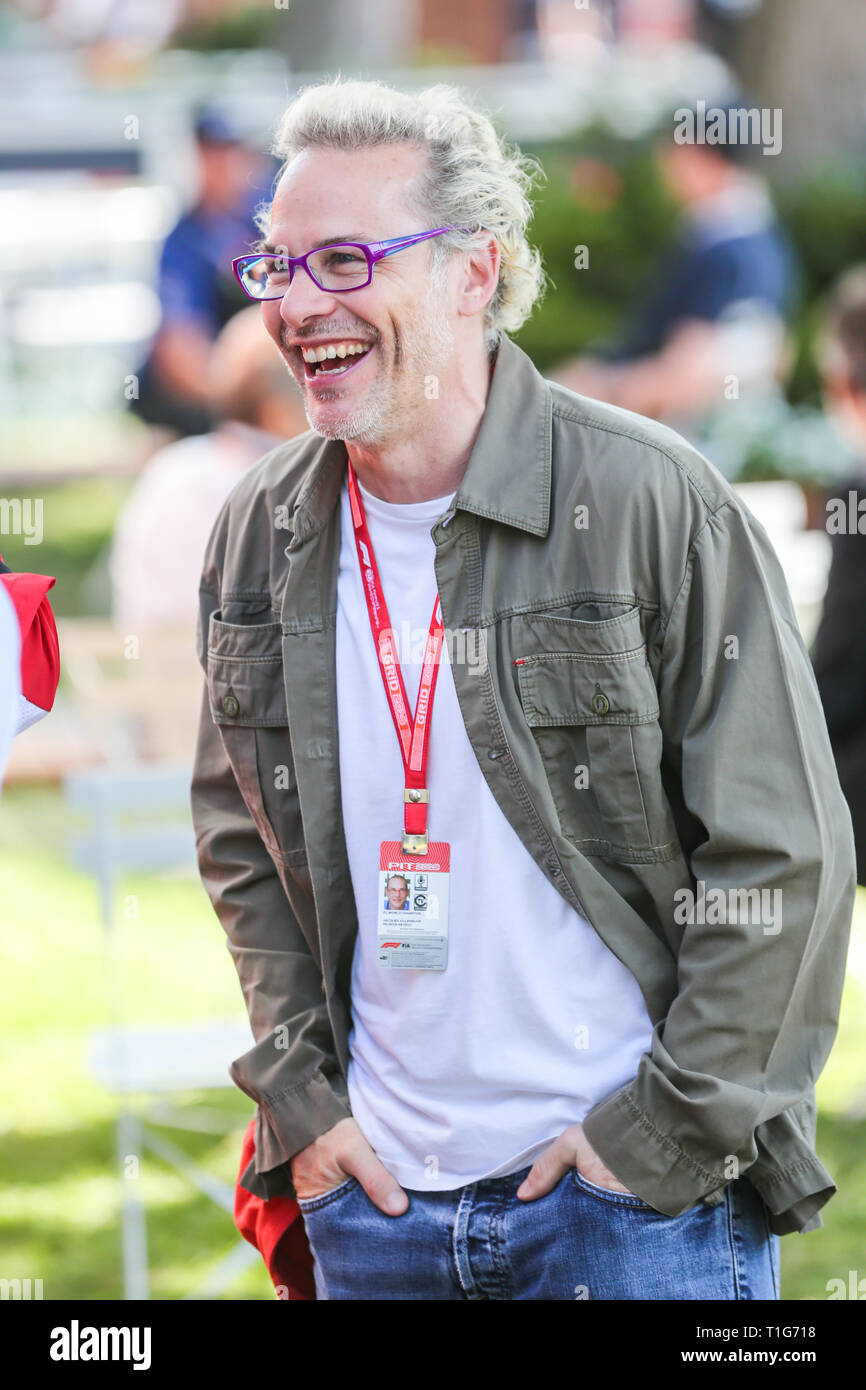 MELBOURNE, AUSTRALIE - Le 17 mars : Jacques Villeneuve participe à la journée de la course au jour 4 de la Formule 1 2019 Grand Prix d'Australie Banque D'Images