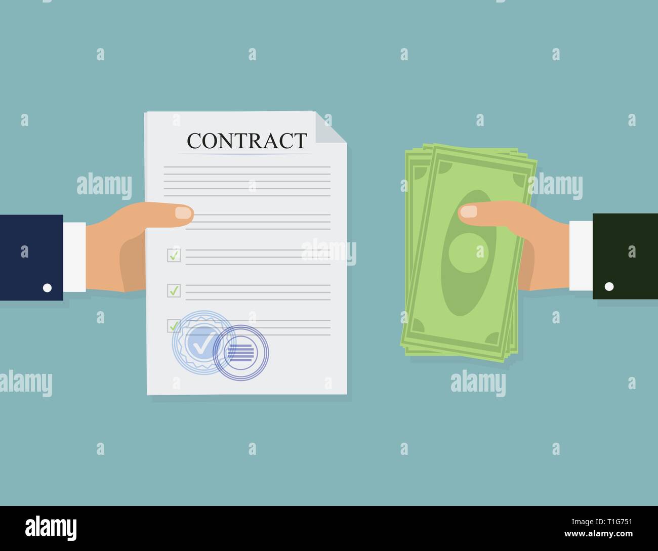Contrat de l'argent en télévision, style business concept, vector illustration Illustration de Vecteur