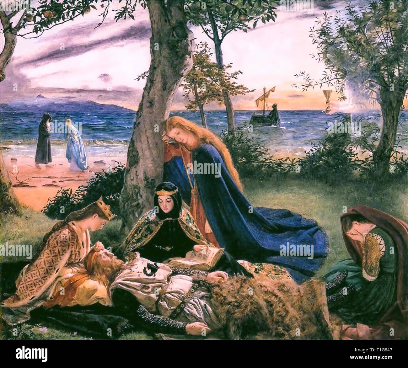 La mort du Roi Arthur, peinture de James Archer, c. 1860 Banque D'Images