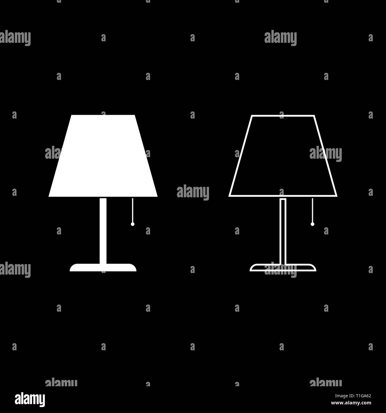 Lampe de table lampe de nuit lampe Clasic icon set couleur blanc télévision illustration vectorielle simple style libre Illustration de Vecteur