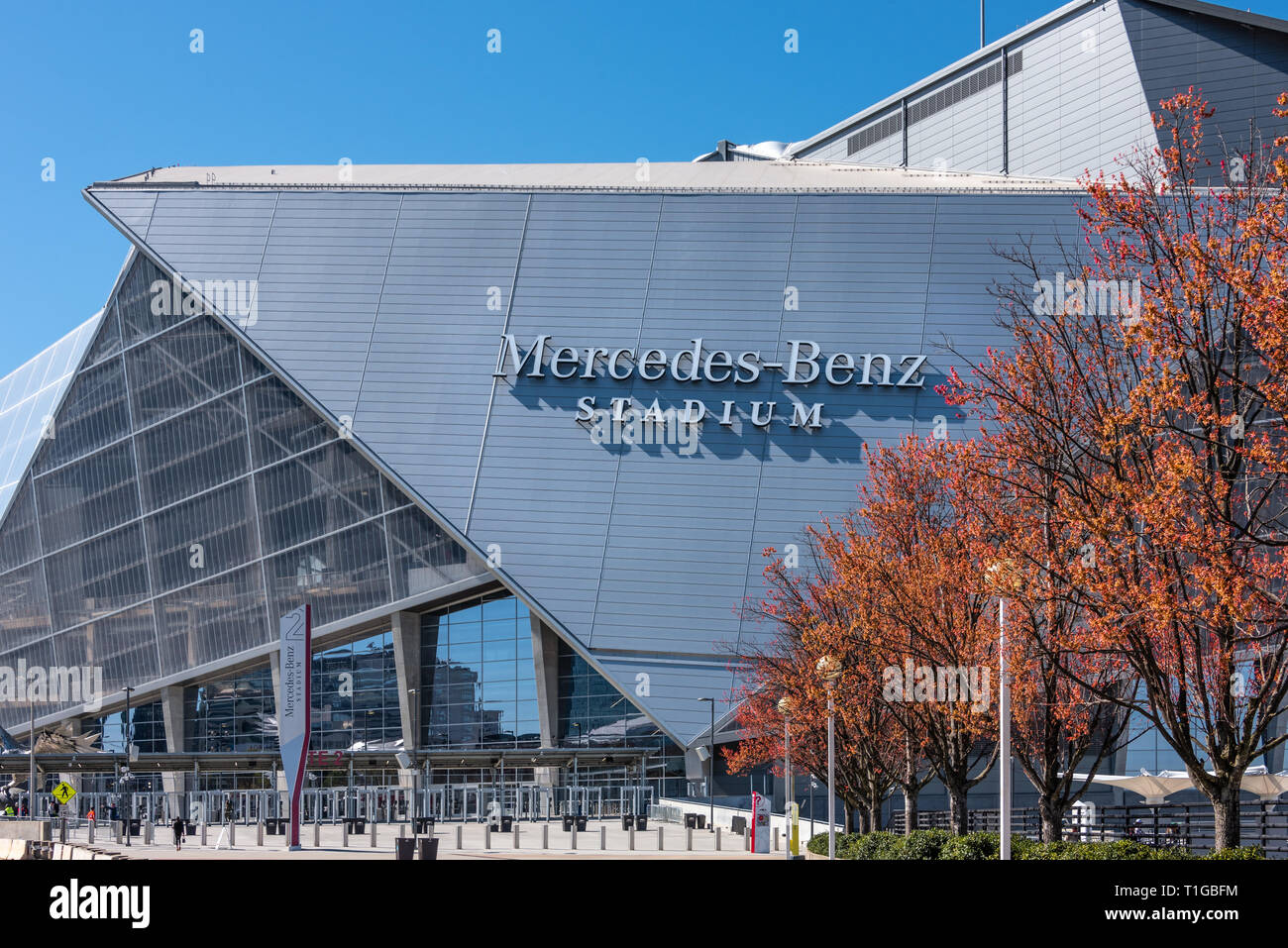 Stade Mercedes-Benz à Atlanta, Géorgie, accueil de l'NFL Falcons d'Atlanta et de la MLS à Atlanta United FC, ainsi que l'hôte de Super Bowl LIII. Banque D'Images