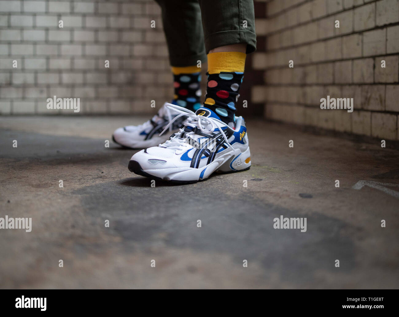 Berlin, Allemagne, Royaume-Uni, 28 janvier 2019, marque de chaussures Aciscs japonais ont fait une photo collaboration avec photographie allemande société EyeEm Banque D'Images
