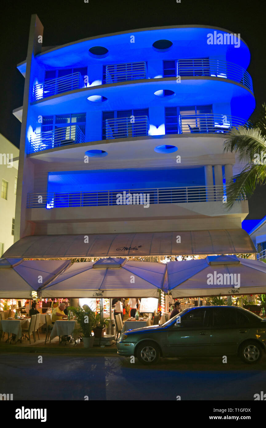Voir l'historique quartier art-déco sur Ocean Drive à Miami Beach Banque D'Images