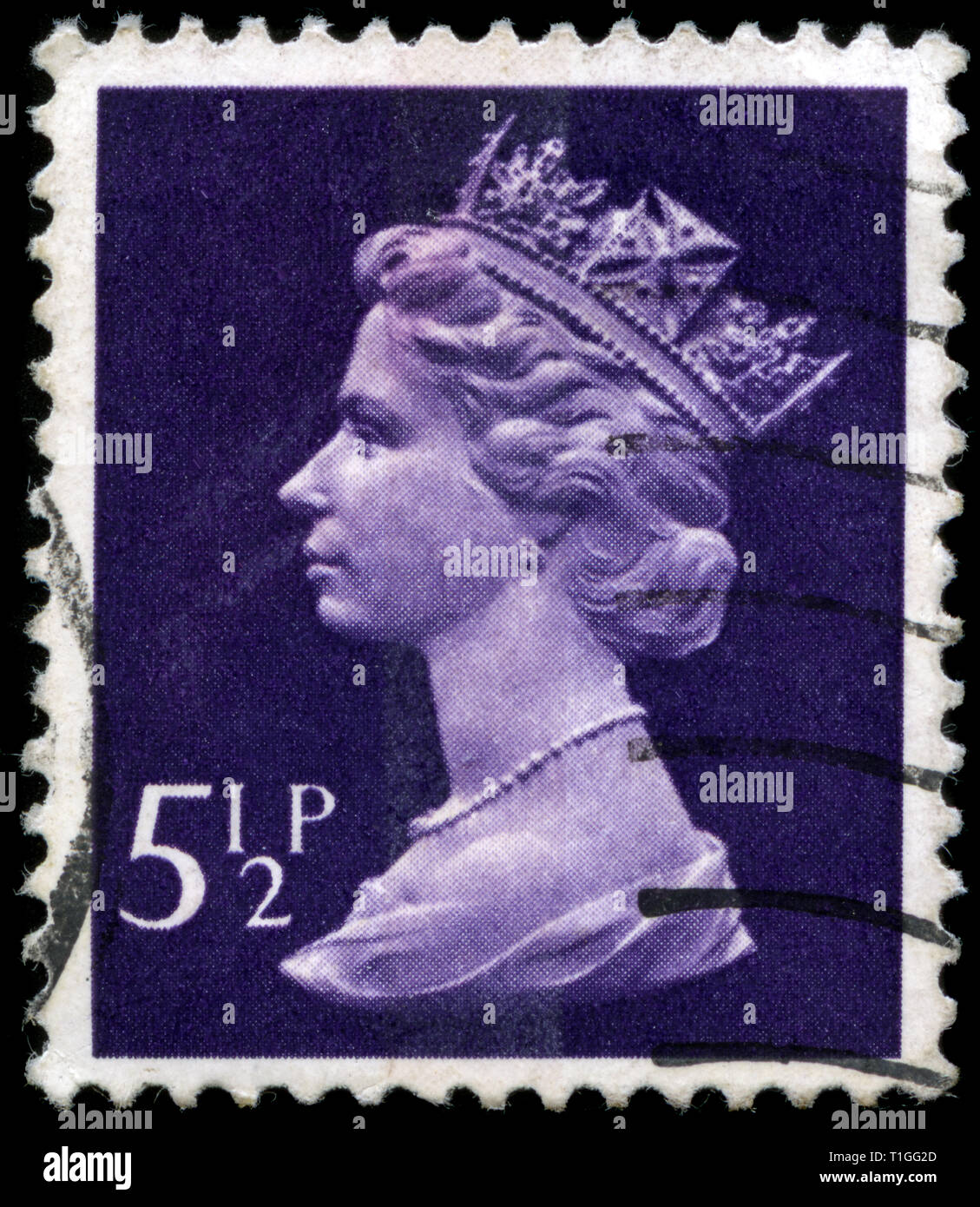 Timbre-poste du Royaume-Uni et l'Irlande du Nord dans le Queen Elizabeth II - virgule Machin - Normal Perfs série émise en 1975 Banque D'Images