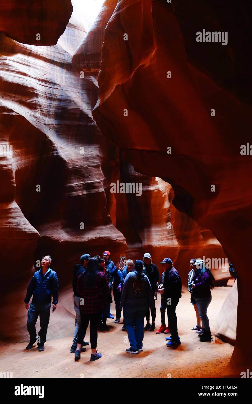 Une vue à l'intérieur de la région de Antelope Canyon à Page, Arizona. Banque D'Images Une vue à l'intérieur de la région de Antelope Canyon à Page, Arizona. Banque D'Images