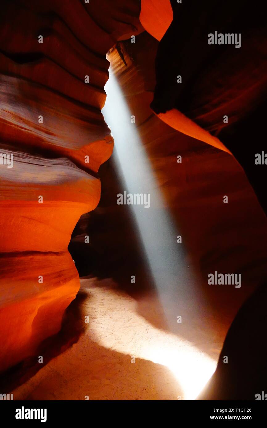 Une vue à l'intérieur de la région de Antelope Canyon à Page, Arizona. Banque D'Images Une vue à l'intérieur de la région de Antelope Canyon à Page, Arizona. Banque D'Images