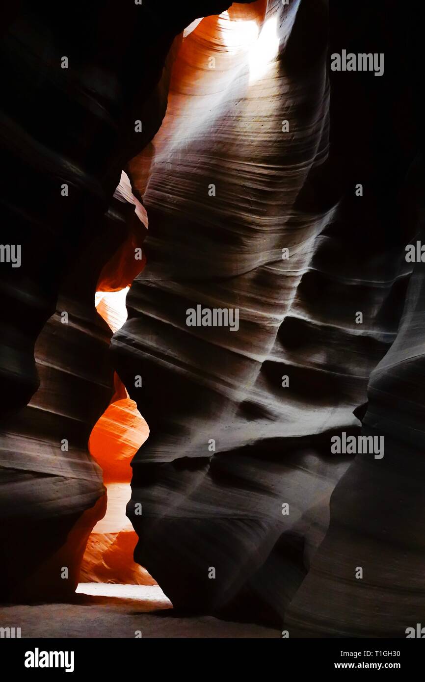 Une vue à l'intérieur de la région de Antelope Canyon à Page, Arizona. Banque D'Images Une vue à l'intérieur de la région de Antelope Canyon à Page, Arizona. Banque D'Images