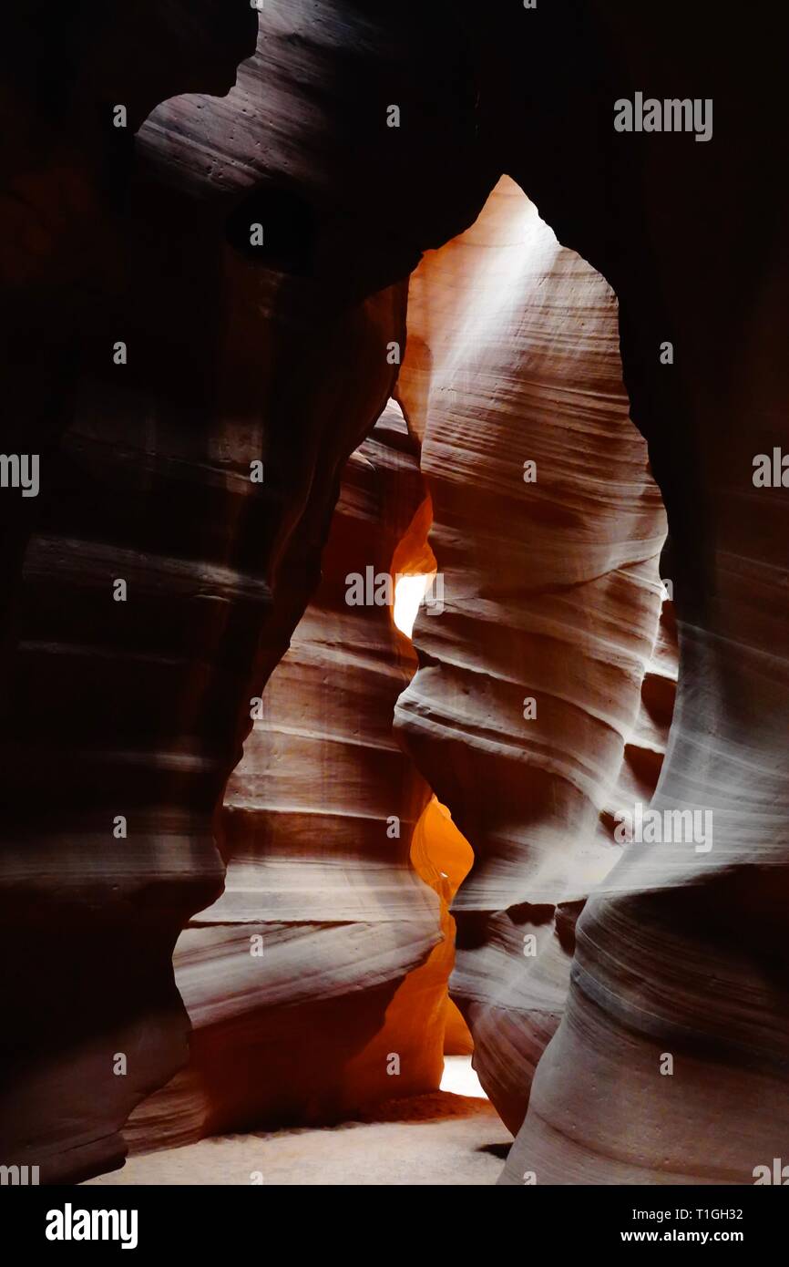Une vue à l'intérieur de la région de Antelope Canyon à Page, Arizona. Banque D'Images Une vue à l'intérieur de la région de Antelope Canyon à Page, Arizona. Banque D'Images