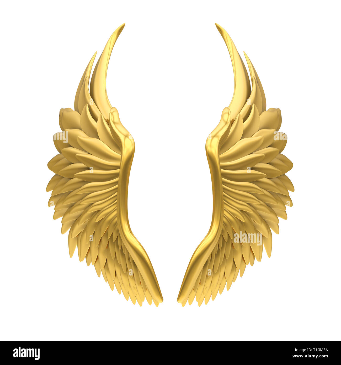 Golden Angel Wings Isolated Banque D'Images