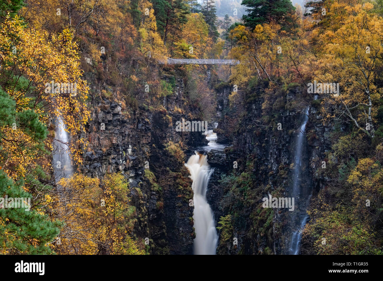 L'Corrieshalloch Gorge, chutes de Measach et rivière Droma, près de Ullapool, Ross et Cromarty, Highlands, Écosse, Royaume-Uni Banque D'Images