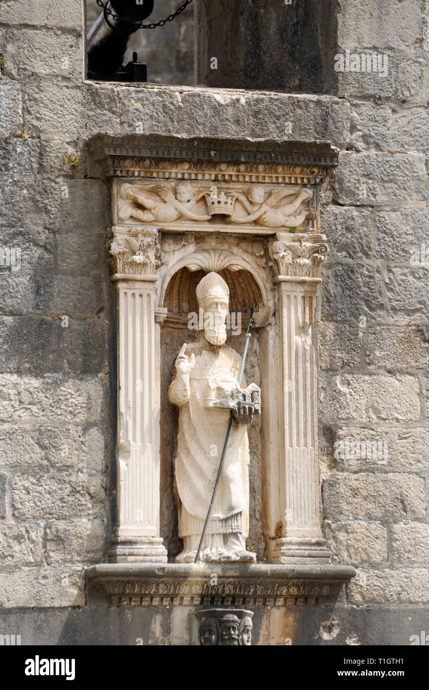 Statue de Saint Blaise, au-dessus de la Porte Pile, Dubrovnik Banque D'Images