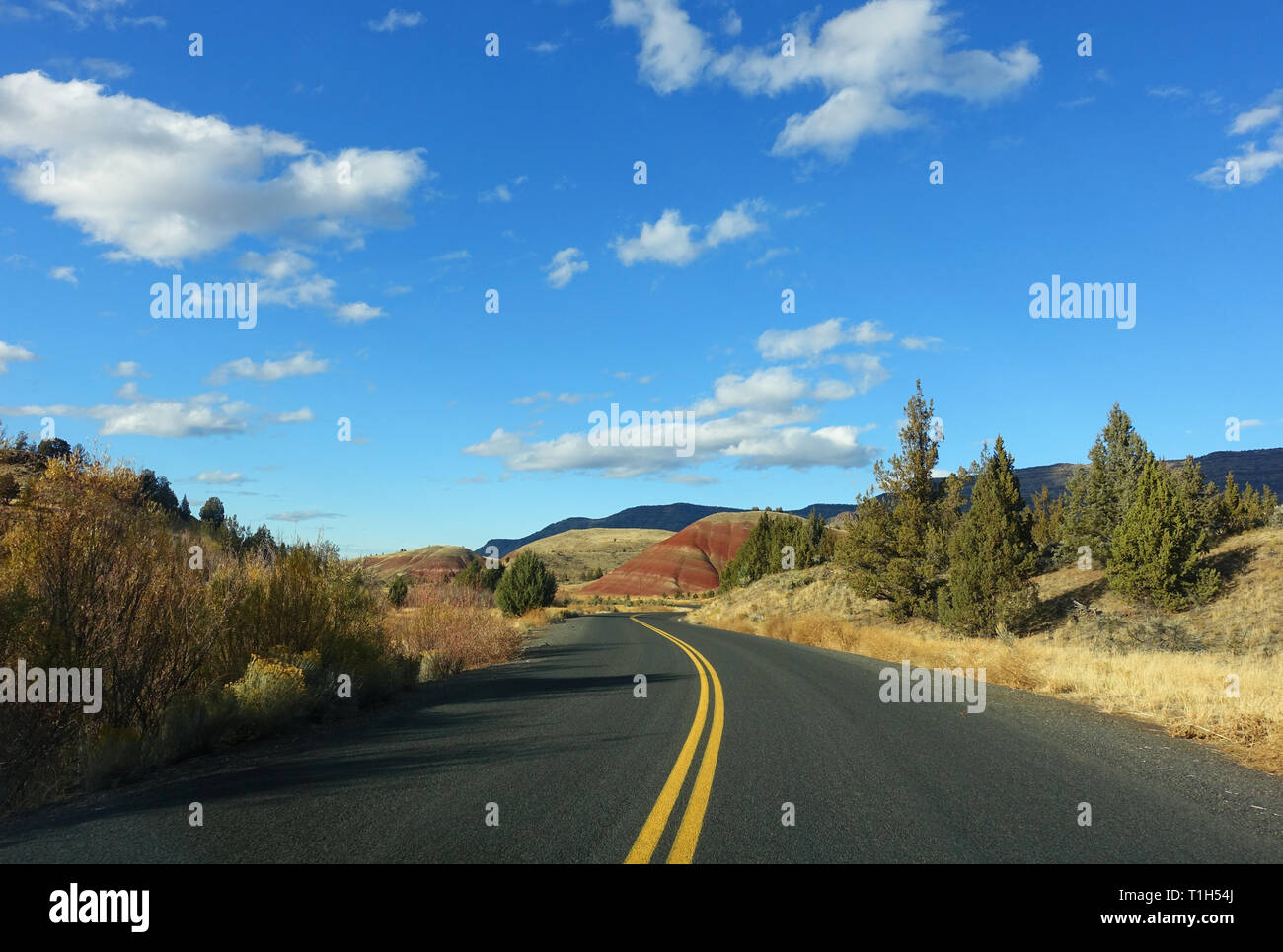 Belle journée pour une unité au collines peintes de l'Oregon dans le John Day Fossil jumeaux National Monument Banque D'Images