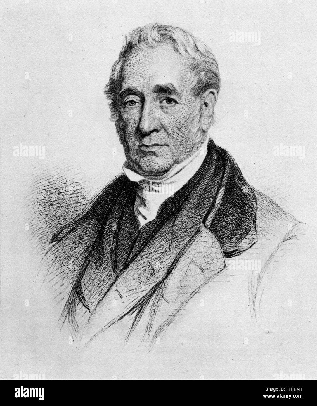 George Stephenson (1781-1848). De 'Lives of the Engineers' par Samuel Smiles (1812-1904). Stephenson a construit la première ligne de chemin de fer interurbain publique au monde et est célèbre comme le « Père des chemins de fer ». Le Liverpool et le Manchester Railway ont ouvert leurs portes en 1830. Banque D'Images