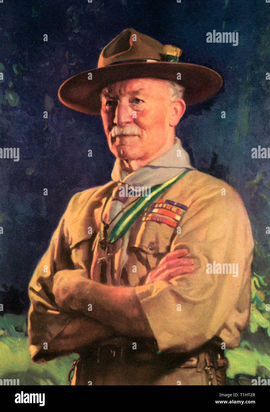 Lord Baden-Powell, 1929. Lieutenant général Robert Stephenson Smyth Baden-Powell, 1er baron Baden-Powell (1857-1941), officier de l'armée britannique, écrivain, fondateur et premier scout en chef du mouvement Scout mondial. Baden-Powell a écrit les premières éditions du Scoutisme pour les garçons, qui a inspiré le mouvement Scout. Banque D'Images