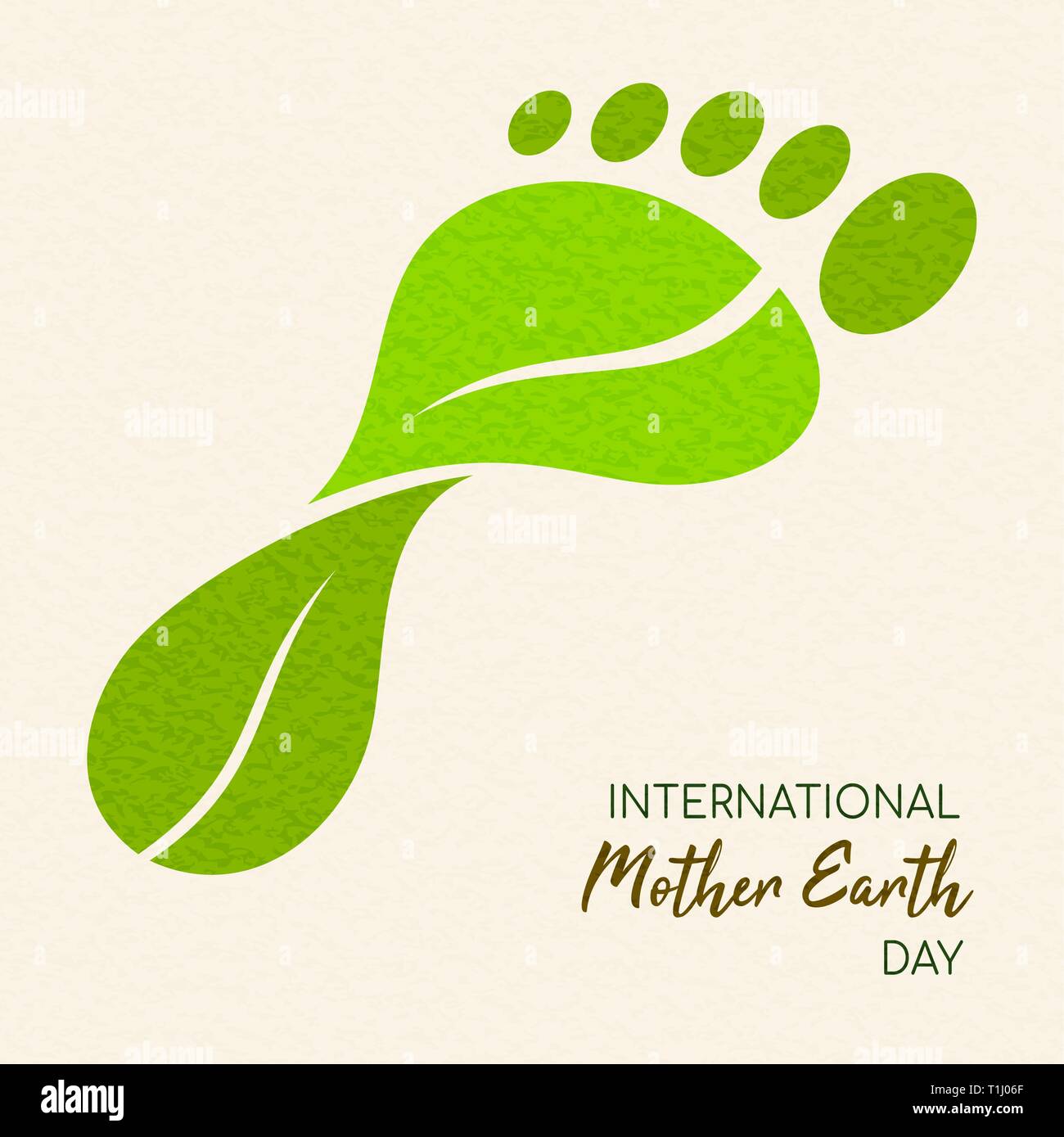 Journée internationale de la Terre illustration du concept de l'empreinte carbone. Feuilles vertes faire pied pour l'environnement des soins. Illustration de Vecteur