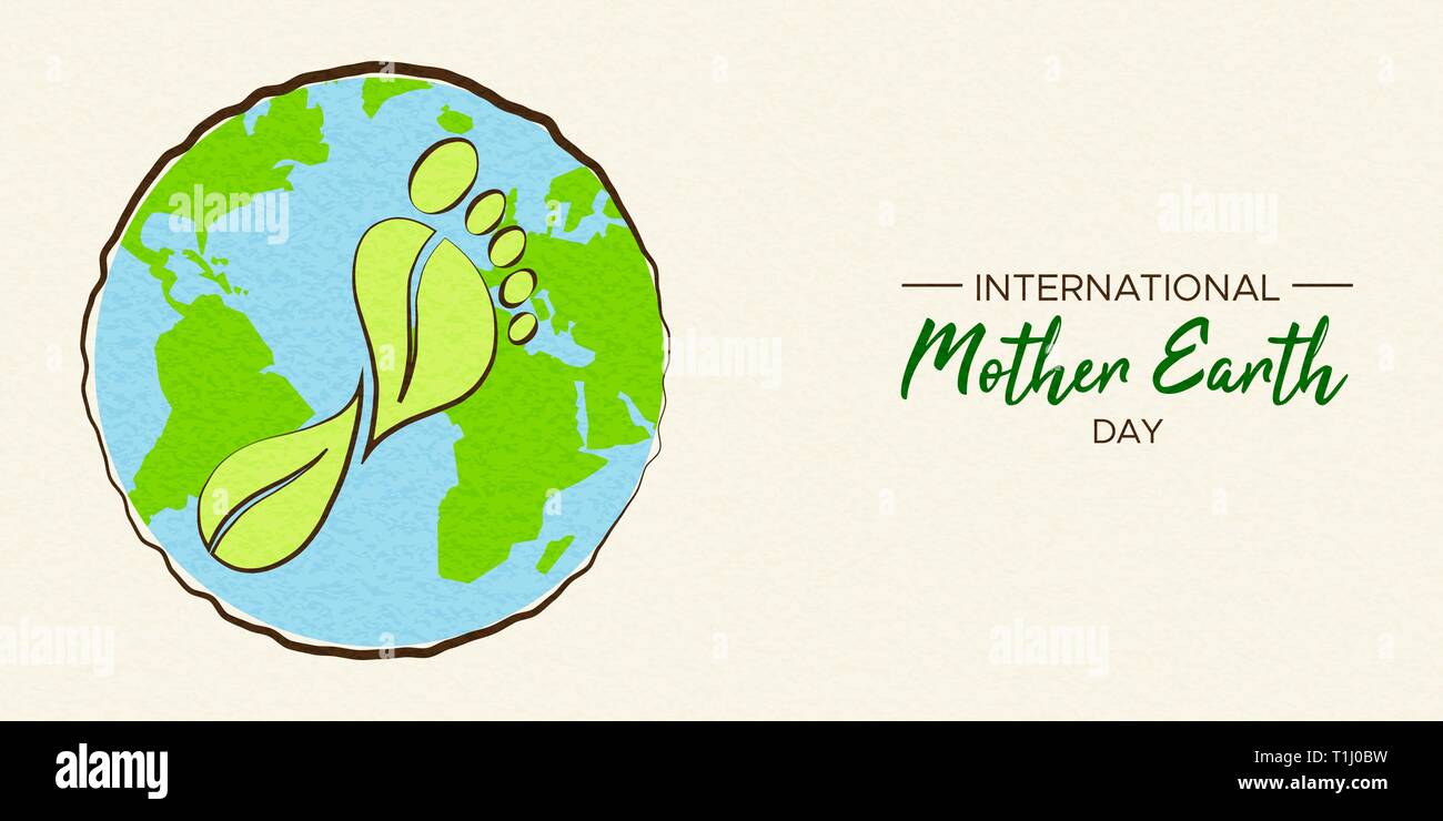 Journée internationale de la Terre illustration du concept de l'empreinte carbone. Planète verte et la forme du pied pour l'environnement des soins. Illustration de Vecteur