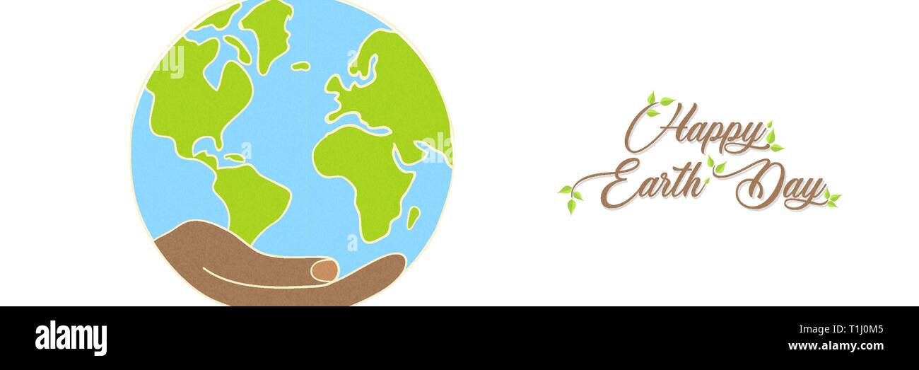 Journée internationale de la Terre illustration bannière web. Human hand holding planet pour la nature et l'environnement social de la sensibilisation. Illustration de Vecteur