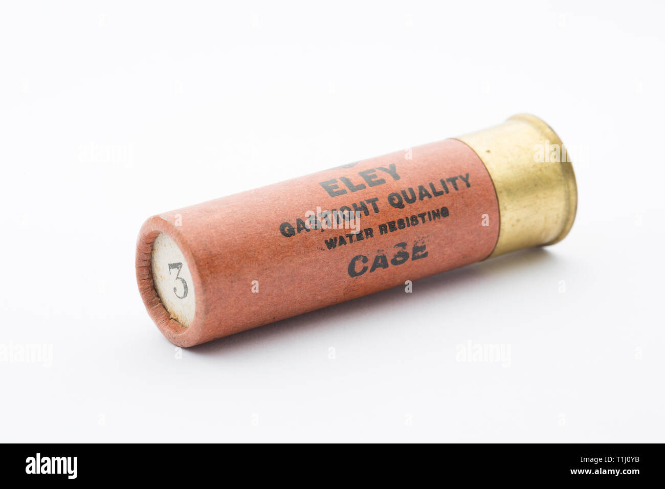 Un vieux Eley étanches aux gaz Résistance à l'eau de qualité, de calibre 10 ou de l'alésage, cartouche de fusil chargé avec pas de grenaille de plomb 3 pastilles. La collecte des cartouches de fusil de chasse est Banque D'Images