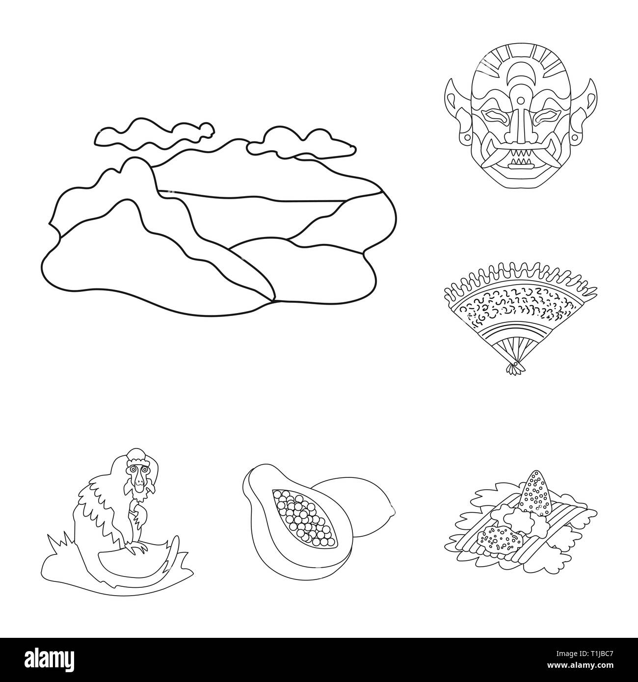 ,Montagne,masque,ventilateur,singe,papaye,riz,lac,indonésien,animal,belle,fruits,plat,eau,dieu,tissu,tropical,demi,dîner,colline,mythologie,broderie,fruits de mer,queue juteuse, peak,,dragon,traditions,zoo,balinais caraïbes,géographie,Asie,voyage,tourisme,island,bali,indonesie,set,icône,,illustration,collection,isolé,design,graphisme,élément signe,ligne,plan,vecteurs vecteur , Illustration de Vecteur