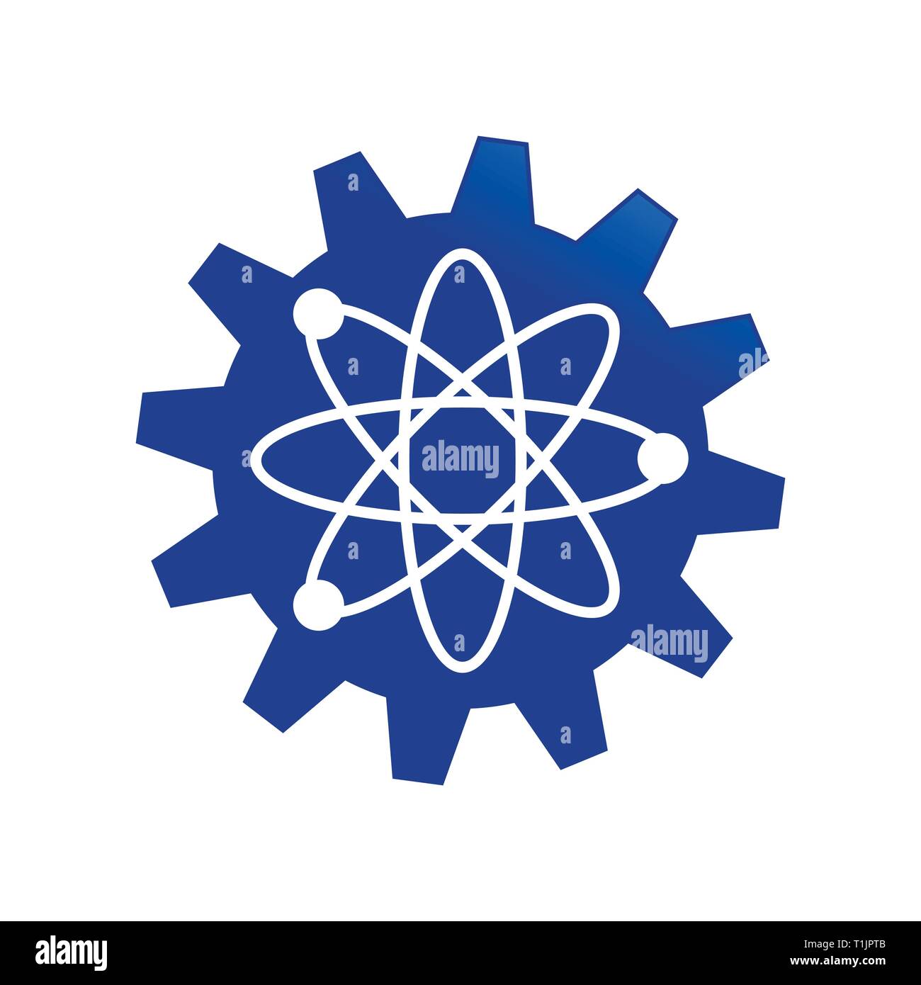 Engrenage bleu Cog Science Engineering Atom Symbole vecteur modèle de conception de logo graphique Illustration de Vecteur