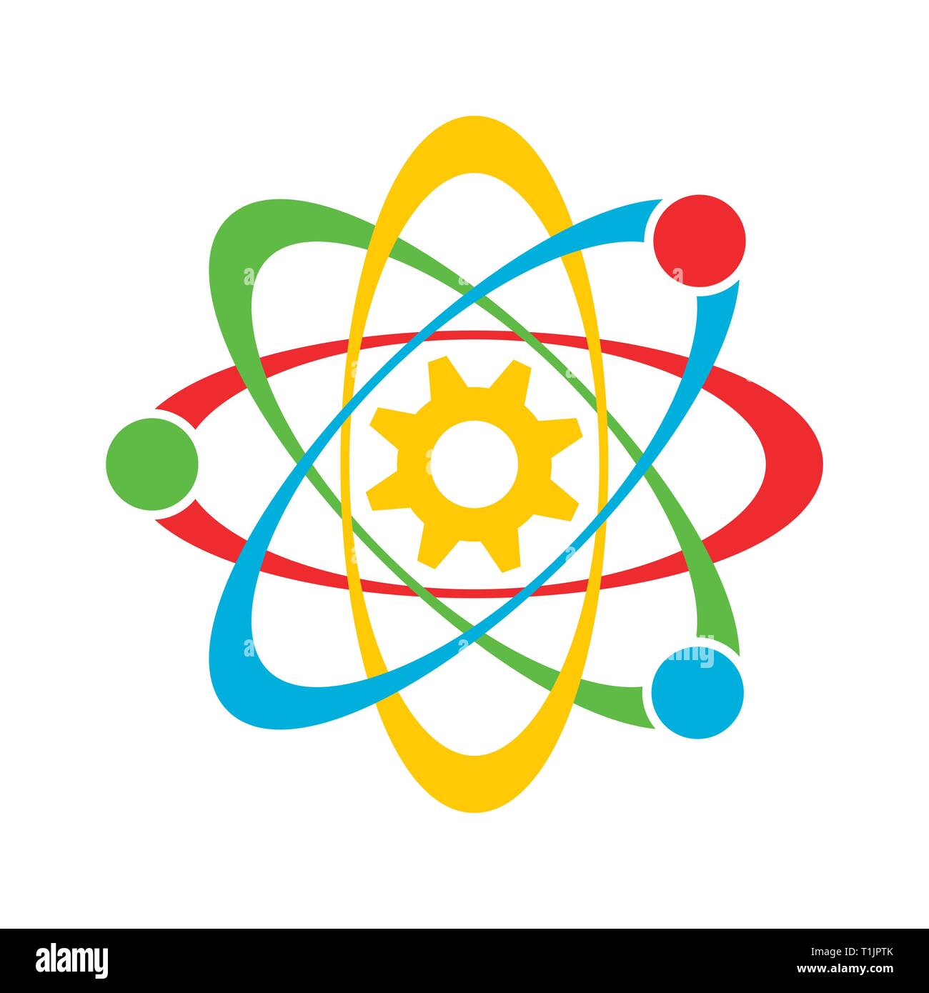 Le génie de la Science atomique symbole vecteur coloré Modèle de conception de logo graphique Illustration de Vecteur