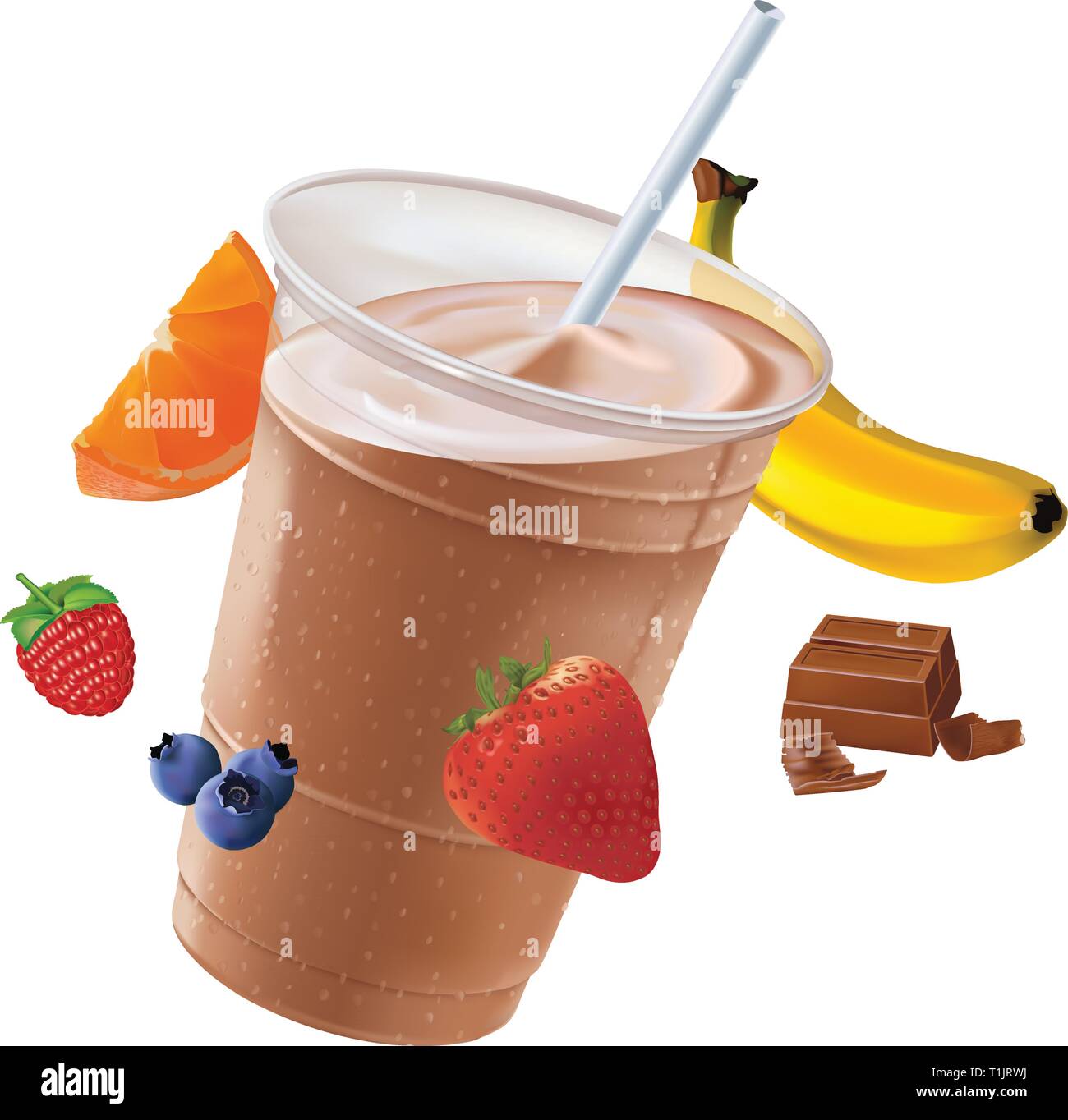 Verre givré chocolat entourée par des Illustration de Vecteur