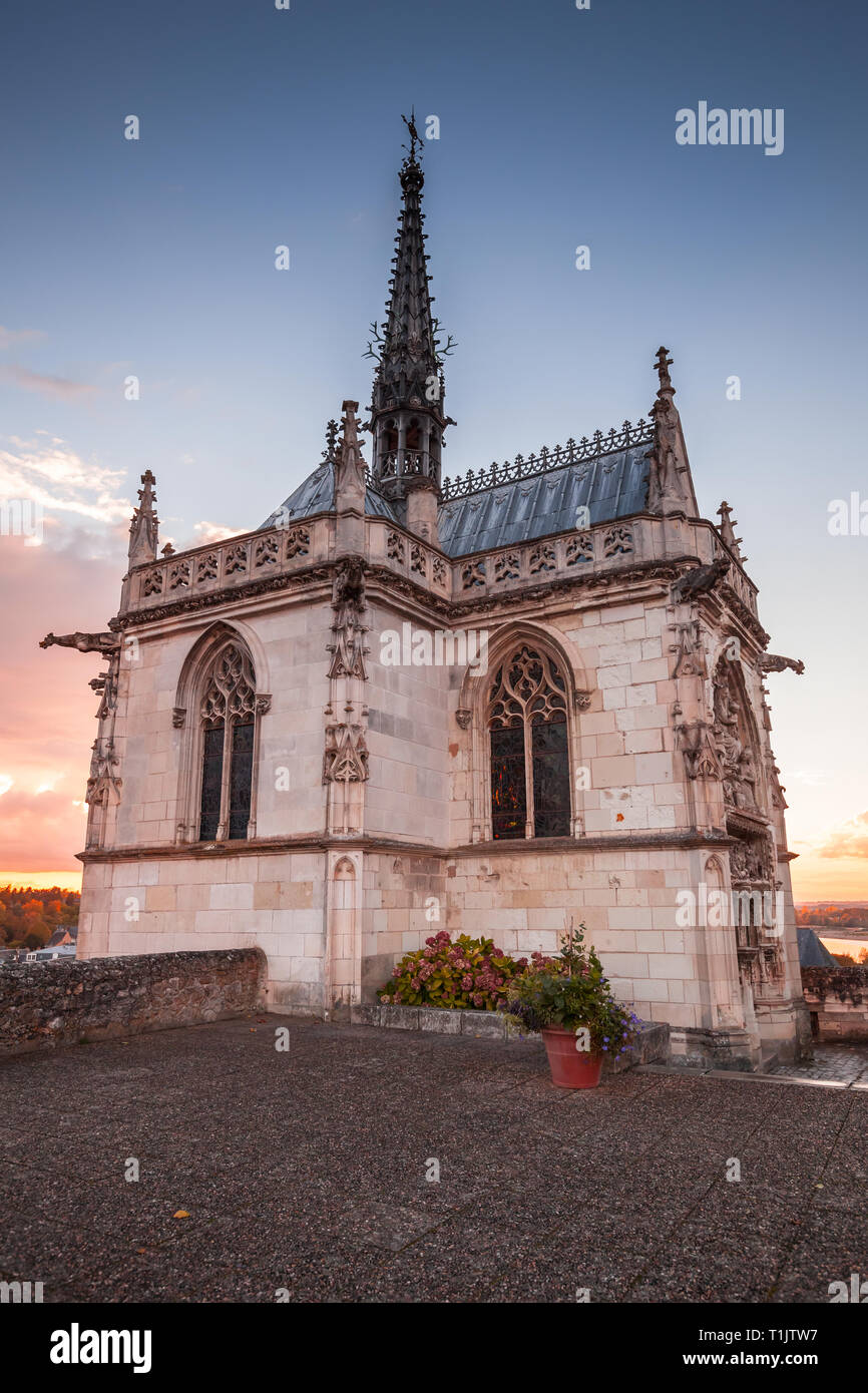 Extérieur de la chapelle de Saint-Hubert où Léonard de Vinci est enterré. Ville d'Amboise Situé en Indre-et-Loire Vallée de la Loire, dans Banque D'Images