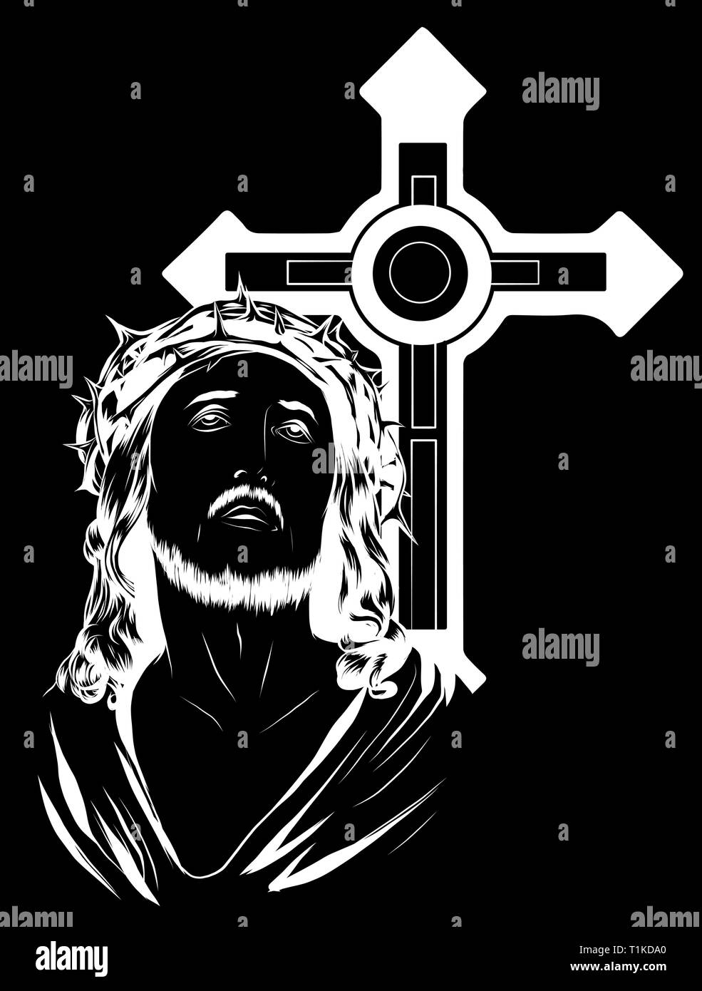 Illustration Jésus Christ Face, vecteur conception d'art Illustration de Vecteur