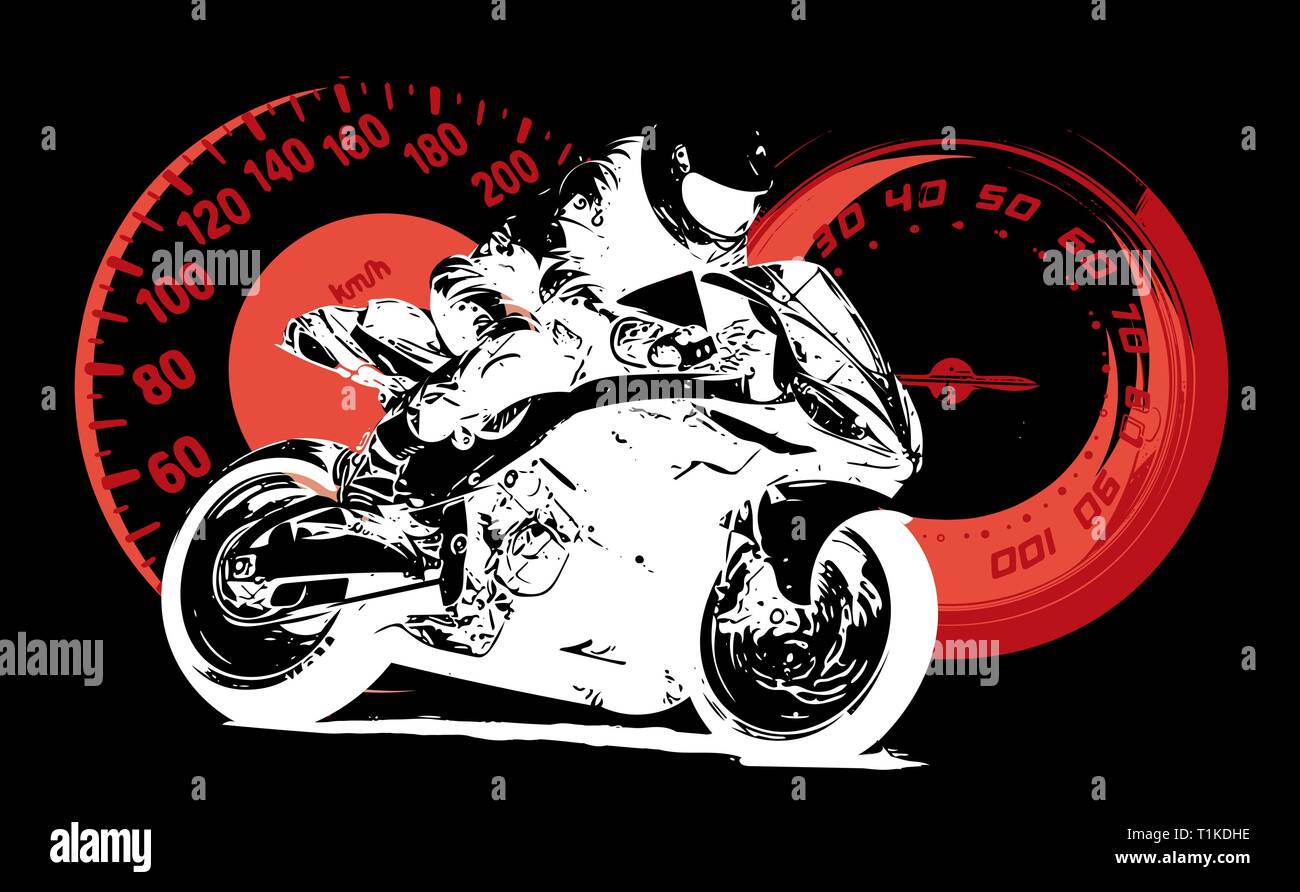 Un motard, abstract vector silhouette. La course moto route Illustration de Vecteur