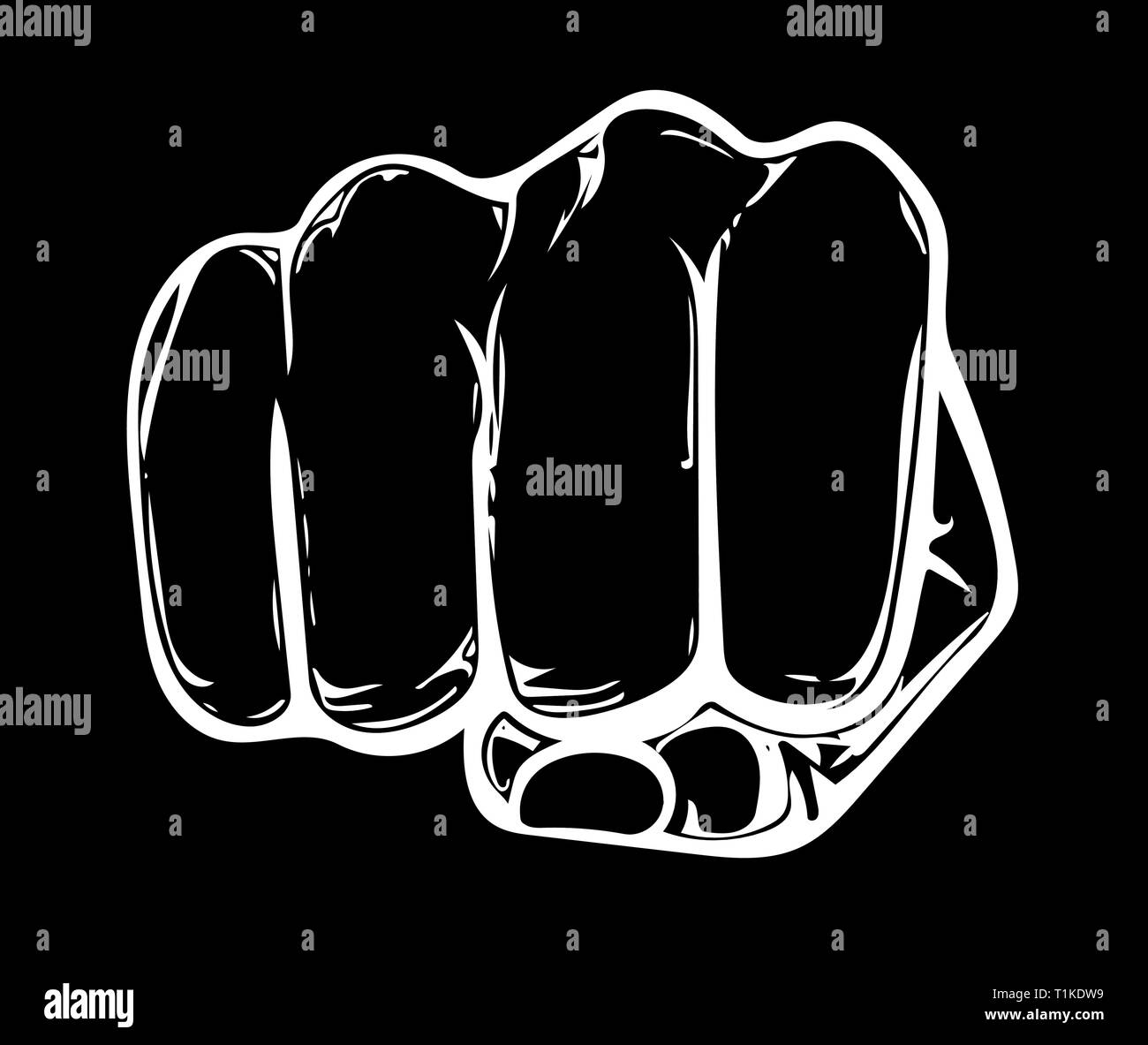 Fist homme part, symbole de protestation prolétarienne. Signe de puissance Illustration de Vecteur