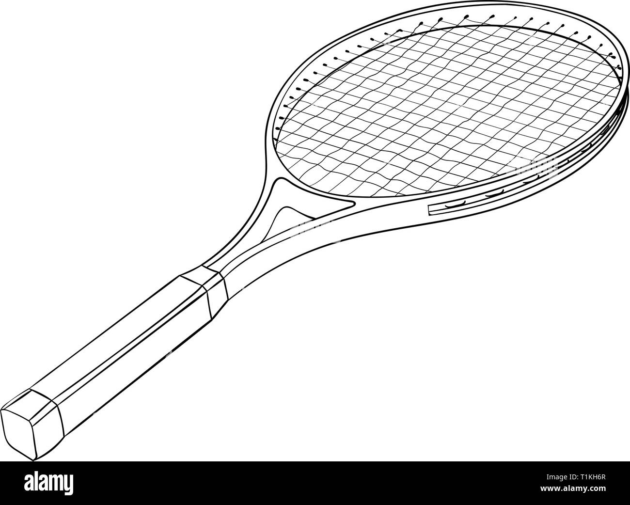 Raquette de tennis avec une balle. L'icône de la main noire plate Illustration de Vecteur