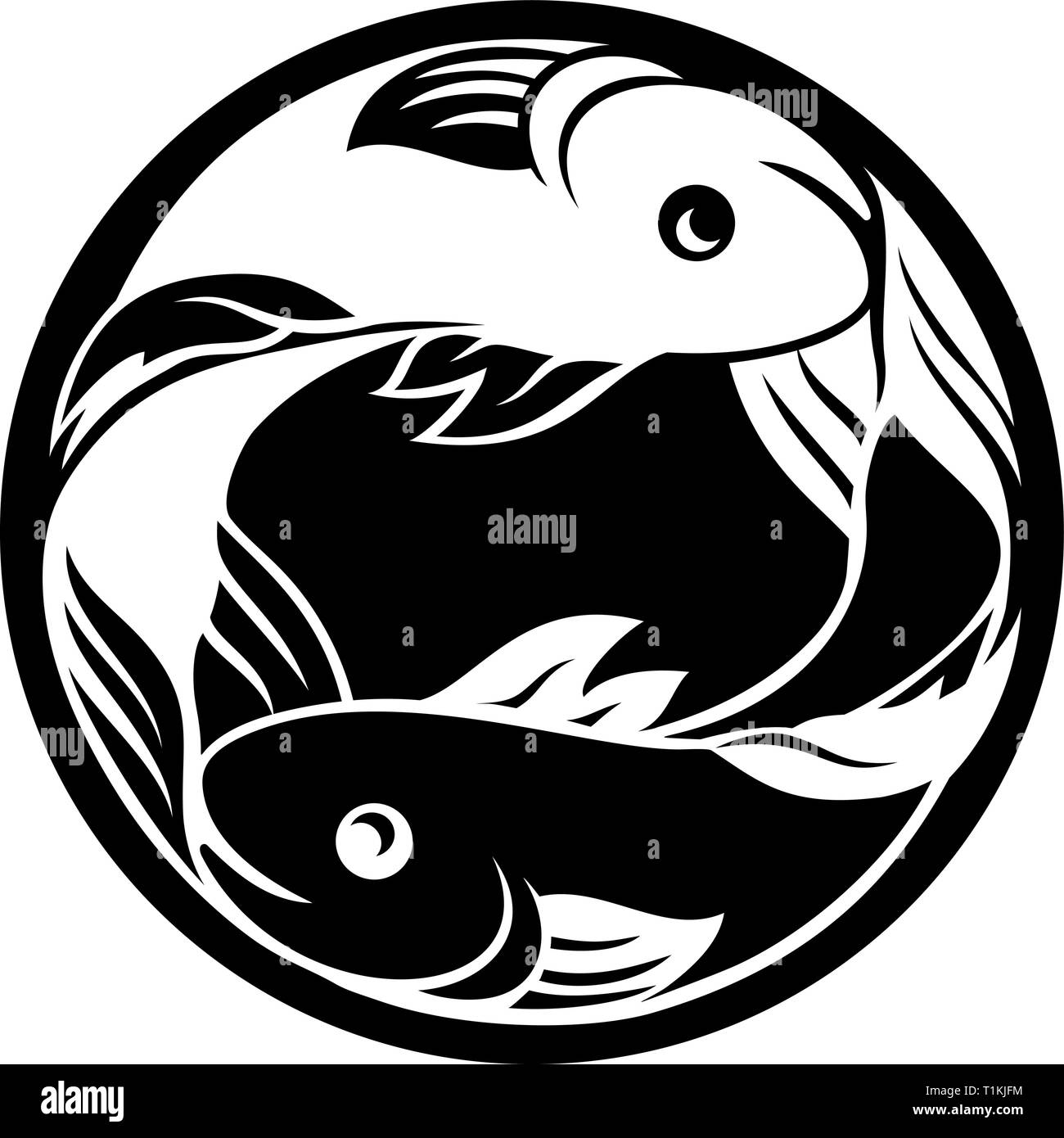 Horoscope Poissons Poissons signe du Zodiaque Illustration de Vecteur