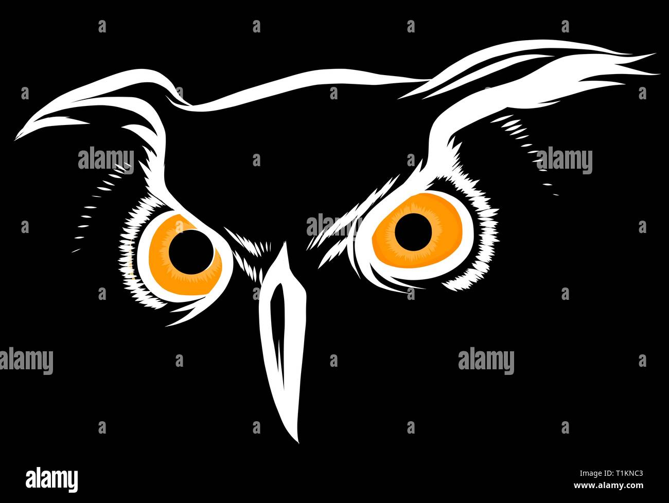Vector brown silhouette d'un hibou sur un fond noir. Illustration de Vecteur