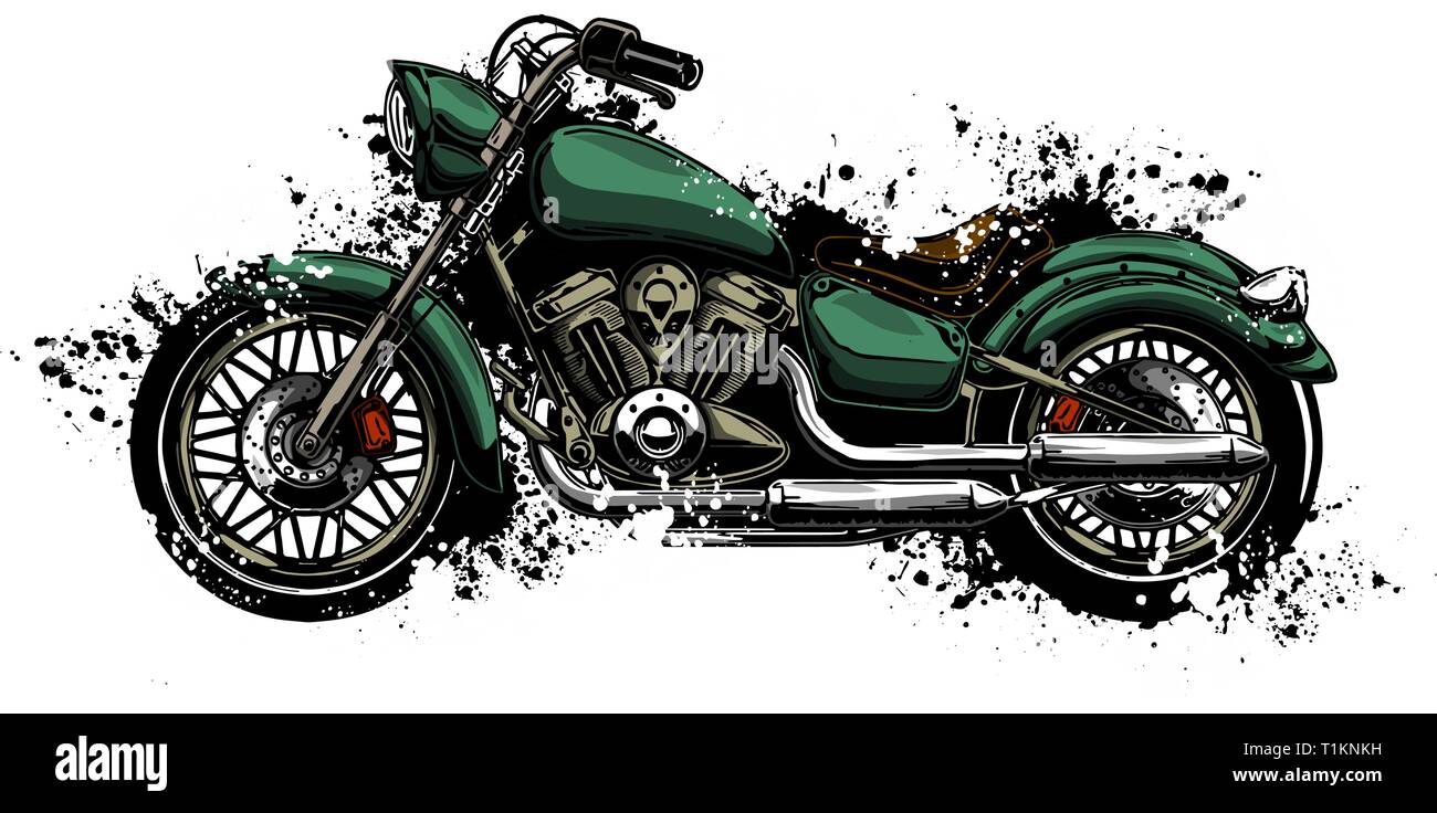 Illustration aquarelle moto colorés isolated on white Illustration de Vecteur