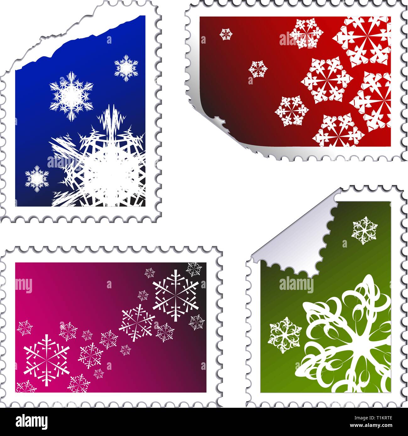 Ensemble de timbres de Noël sur fond blanc Illustration de Vecteur